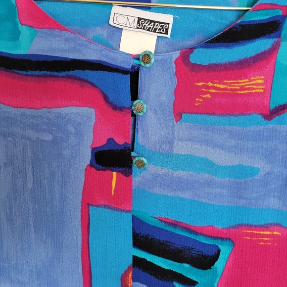 CM Shapes Retro plus size Blouse with shoulder pads size size 2x/3x - Picture 3 of 14